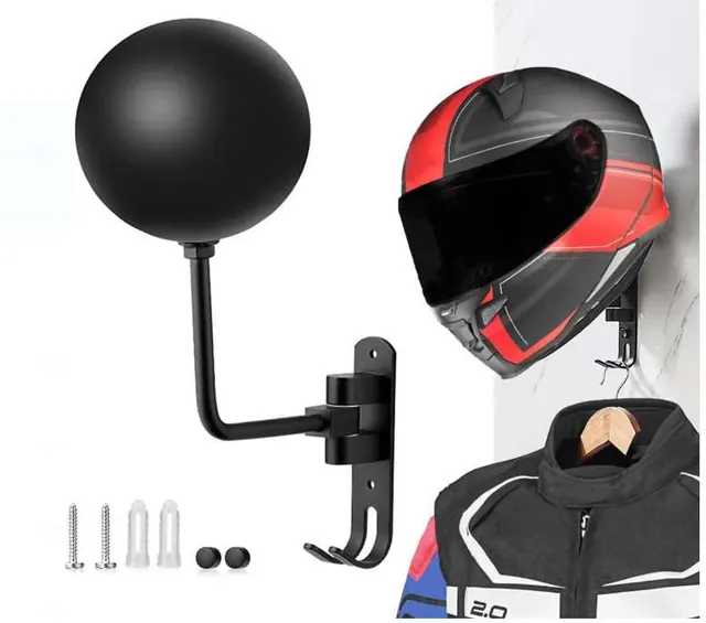 SOPORTE DE CASCO METÁLICO DE PARED CON 2 GANCHOS